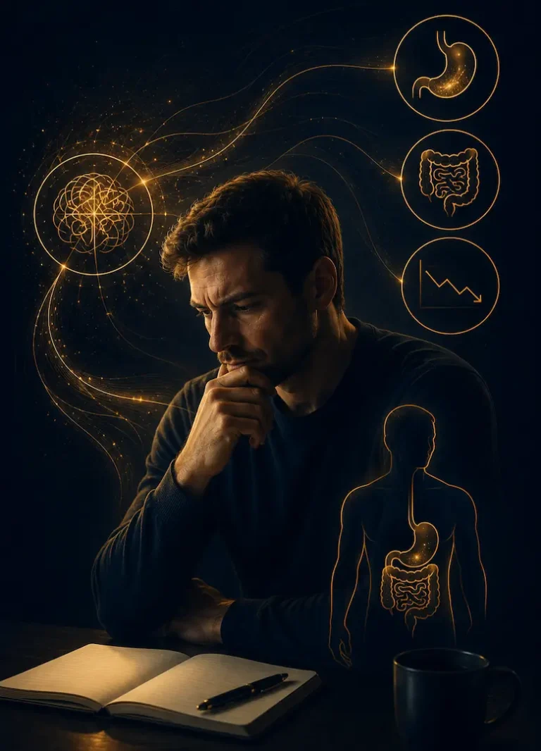 Illustration of supplement absorption challenges during detox stress